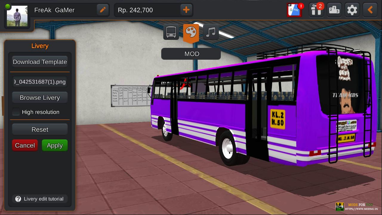 Komban Bombay Bus Livery For Bus Simulator Indonesia